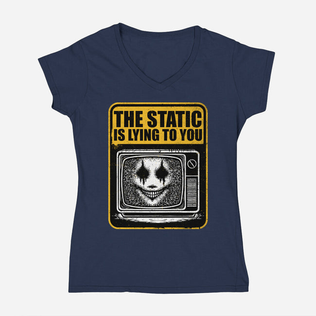 Horror Signs Shadow Static-Womens-V-Neck-Tee-Studio Mootant