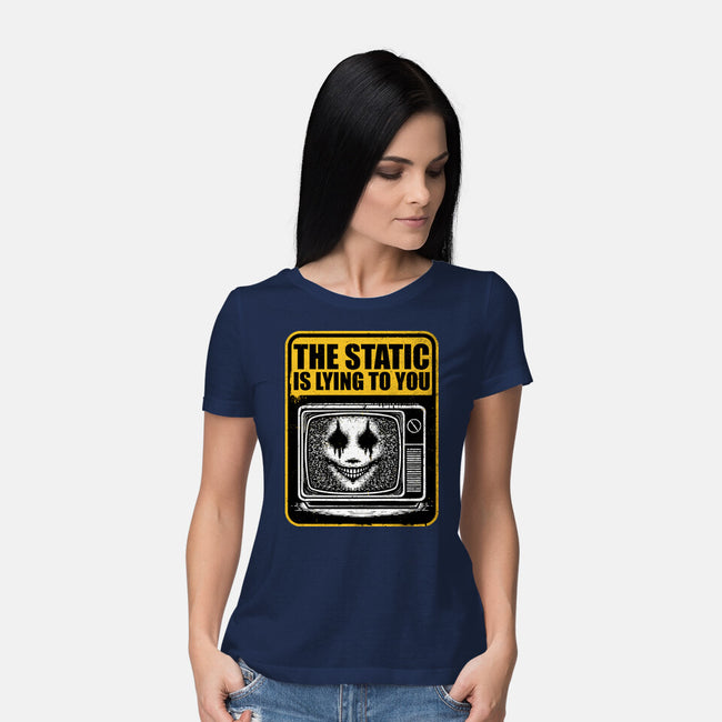 Horror Signs Shadow Static-Womens-Basic-Tee-Studio Mootant