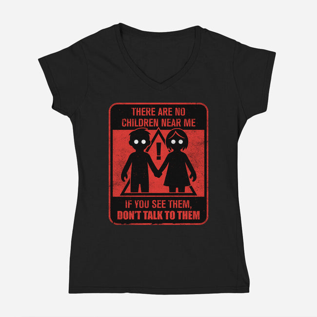 Horror Signs Shadow Children-Womens-V-Neck-Tee-Studio Mootant