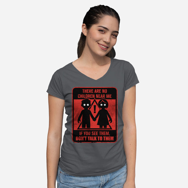 Horror Signs Shadow Children-Womens-V-Neck-Tee-Studio Mootant