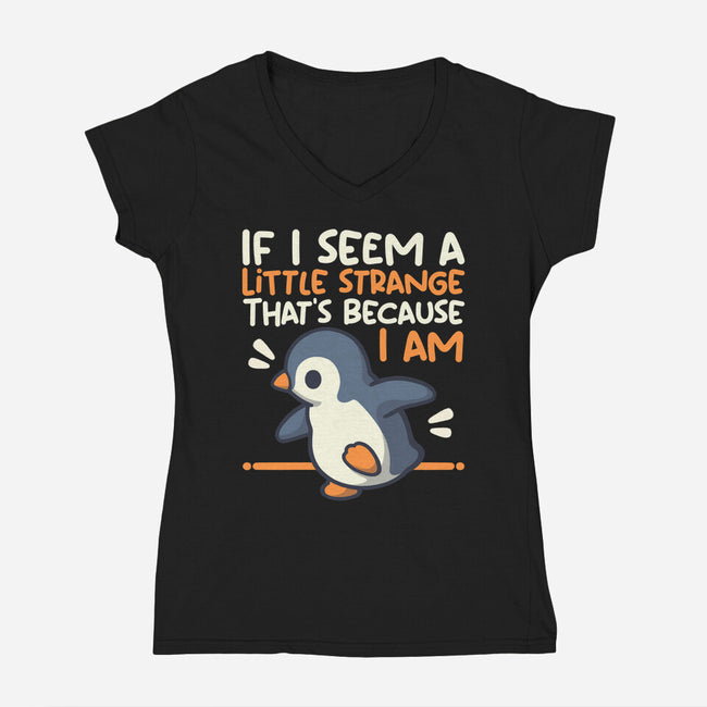 Little Strange Penguin-Womens-V-Neck-Tee-NemiMakeit