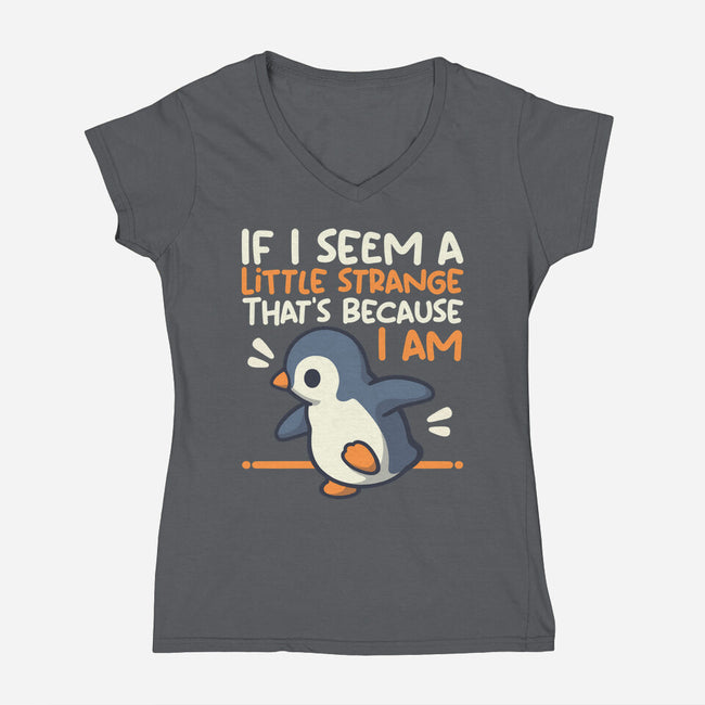 Little Strange Penguin-Womens-V-Neck-Tee-NemiMakeit