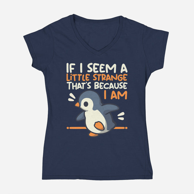 Little Strange Penguin-Womens-V-Neck-Tee-NemiMakeit