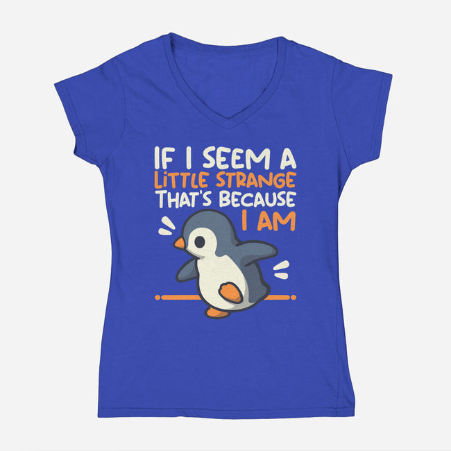 Little Strange Penguin-Womens-V-Neck-Tee-NemiMakeit
