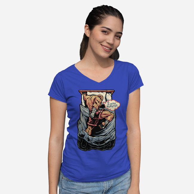 Five More Minutes-Womens-V-Neck-Tee-glitchygorilla
