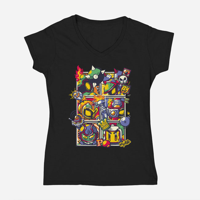 SBM4 Battle Mode-Womens-V-Neck-Tee-raffaus