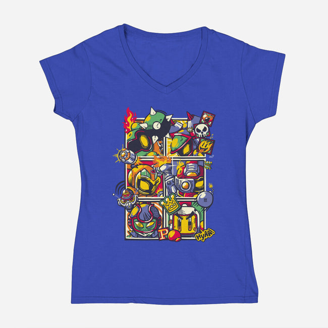 SBM4 Battle Mode-Womens-V-Neck-Tee-raffaus