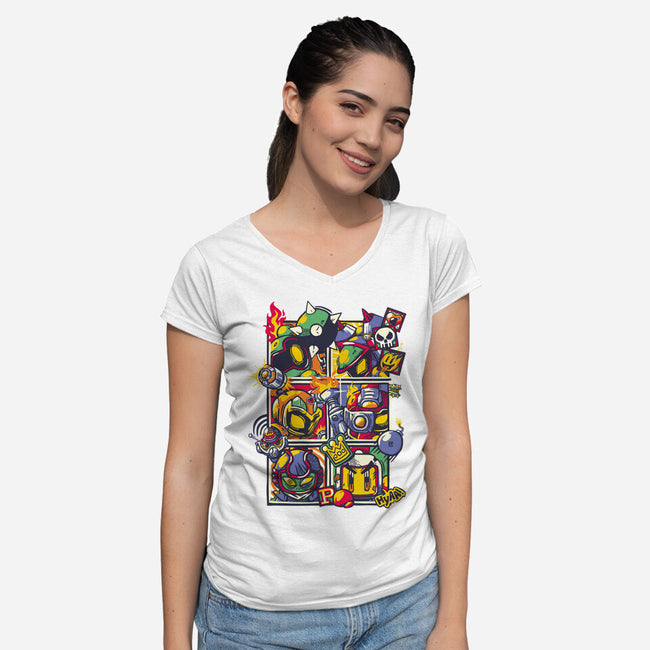 SBM4 Battle Mode-Womens-V-Neck-Tee-raffaus