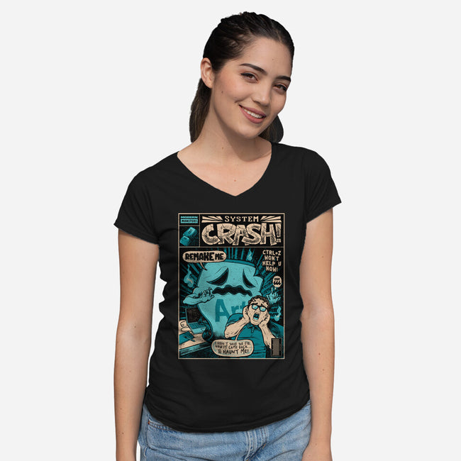 System Crash-Womens-V-Neck-Tee-raffaus