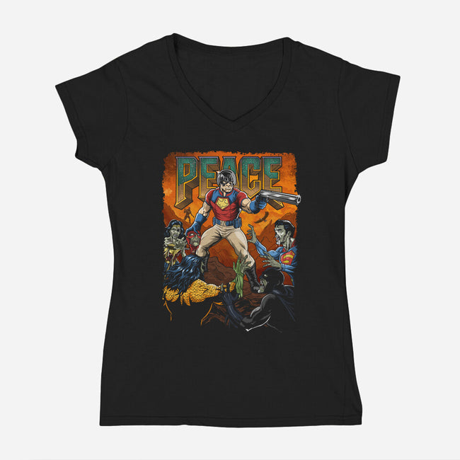 Peace On Snyderverse-Womens-V-Neck-Tee-Diego Oliver