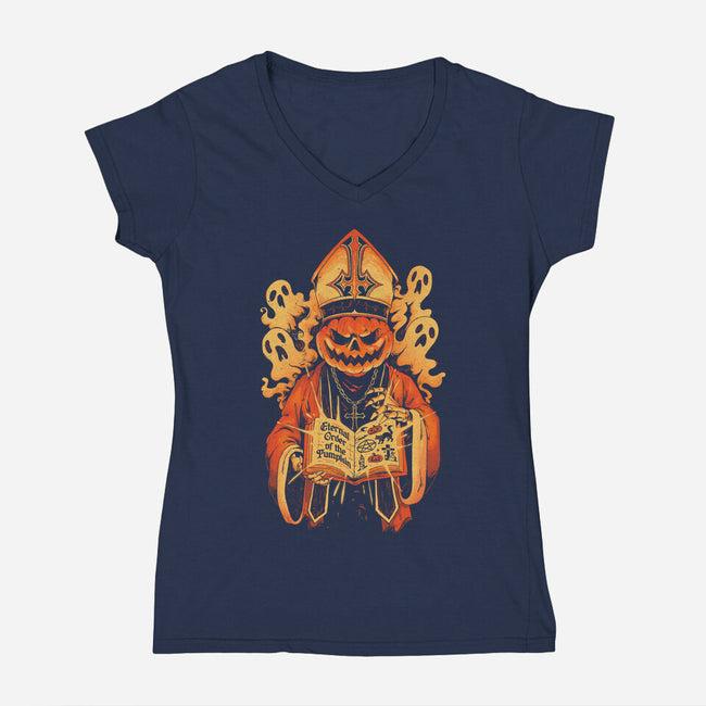Eternal Order Of The Pumpkin-Womens-V-Neck-Tee-eduely