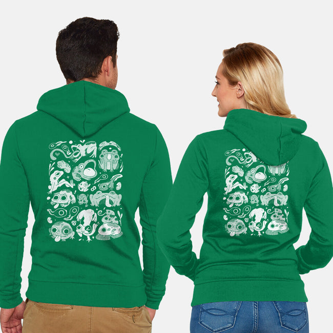 Froggy Overload-Unisex-Zip-Up-Sweatshirt-eduely