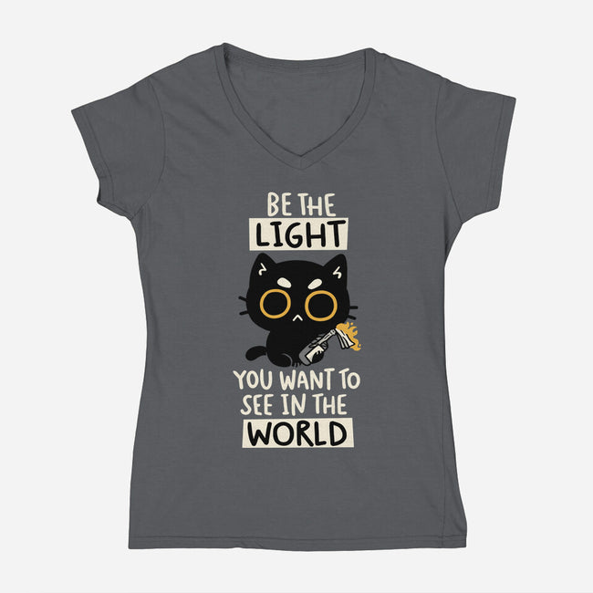 Be The Light-Womens-V-Neck-Tee-koalastudio