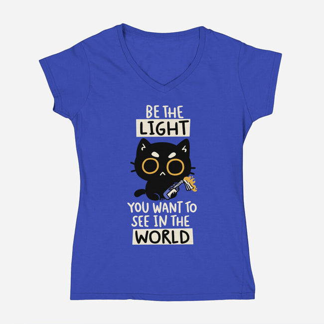 Be The Light-Womens-V-Neck-Tee-koalastudio