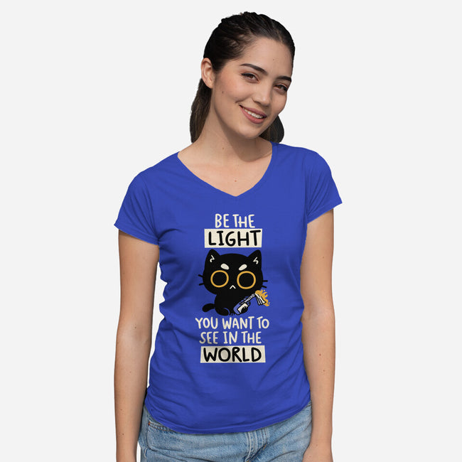 Be The Light-Womens-V-Neck-Tee-koalastudio