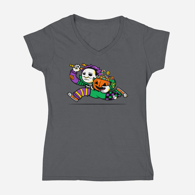Halloween Candy Run-Womens-V-Neck-Tee-krisren28