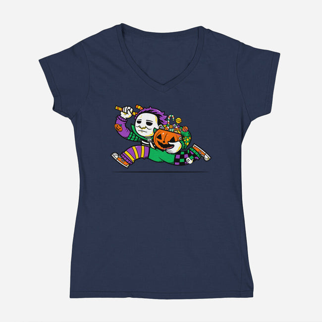 Halloween Candy Run-Womens-V-Neck-Tee-krisren28
