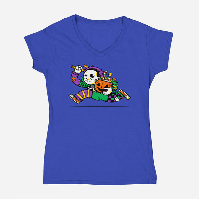 Halloween Candy Run-Womens-V-Neck-Tee-krisren28