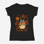 Autumn Bus Stop-Womens-V-Neck-Tee-JamesQJO