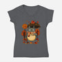 Autumn Bus Stop-Womens-V-Neck-Tee-JamesQJO