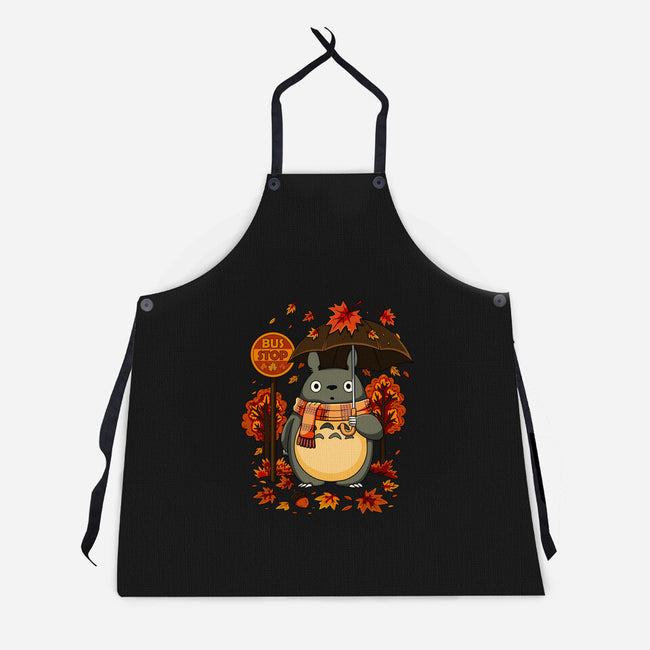 Autumn Bus Stop-Unisex-Kitchen-Apron-JamesQJO