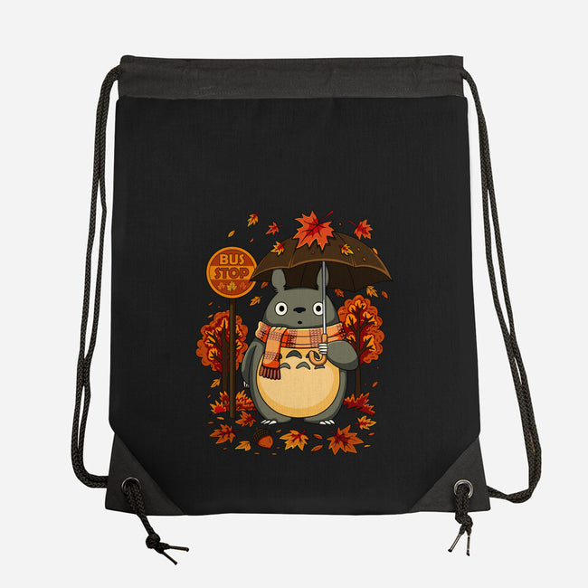 Autumn Bus Stop-None-Drawstring-Bag-JamesQJO