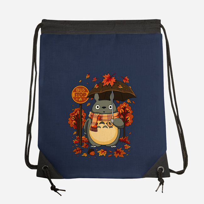 Autumn Bus Stop-None-Drawstring-Bag-JamesQJO