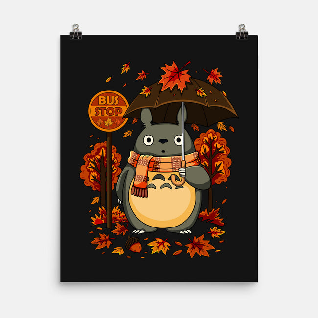 Autumn Bus Stop-None-Matte-Poster-JamesQJO