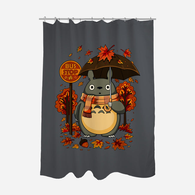 Autumn Bus Stop-None-Polyester-Shower Curtain-JamesQJO
