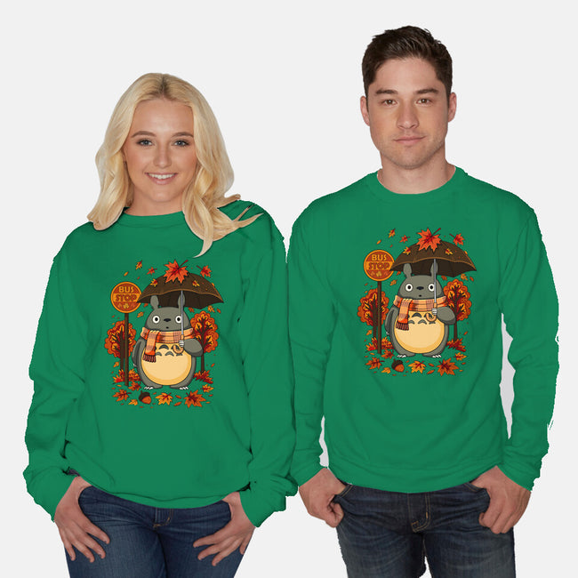 Autumn Bus Stop-Unisex-Crew Neck-Sweatshirt-JamesQJO