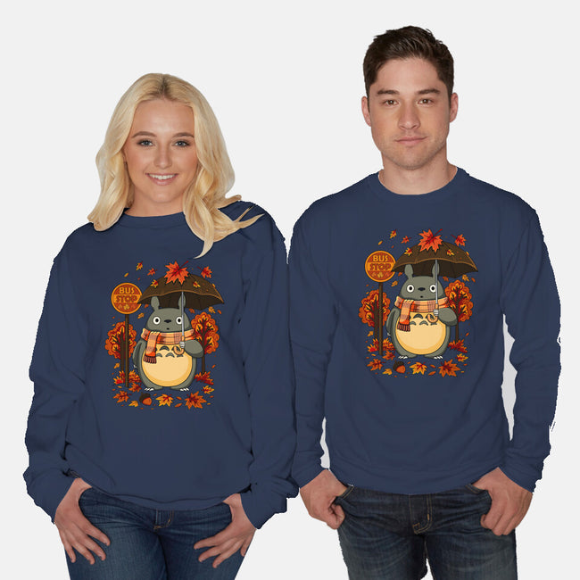 Autumn Bus Stop-Unisex-Crew Neck-Sweatshirt-JamesQJO