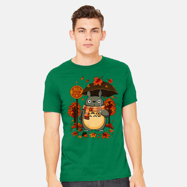 Autumn Bus Stop-Mens-Heavyweight-Tee-JamesQJO