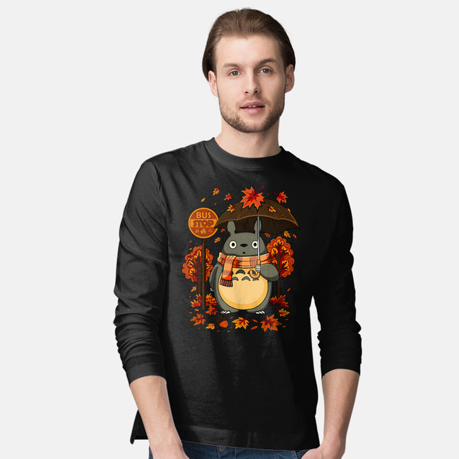 Autumn Bus Stop-Mens-Long Sleeved-Tee-JamesQJO