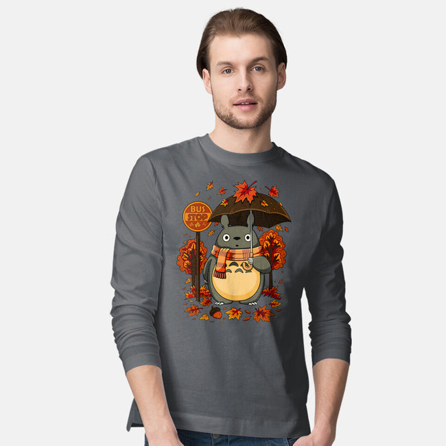 Autumn Bus Stop-Mens-Long Sleeved-Tee-JamesQJO