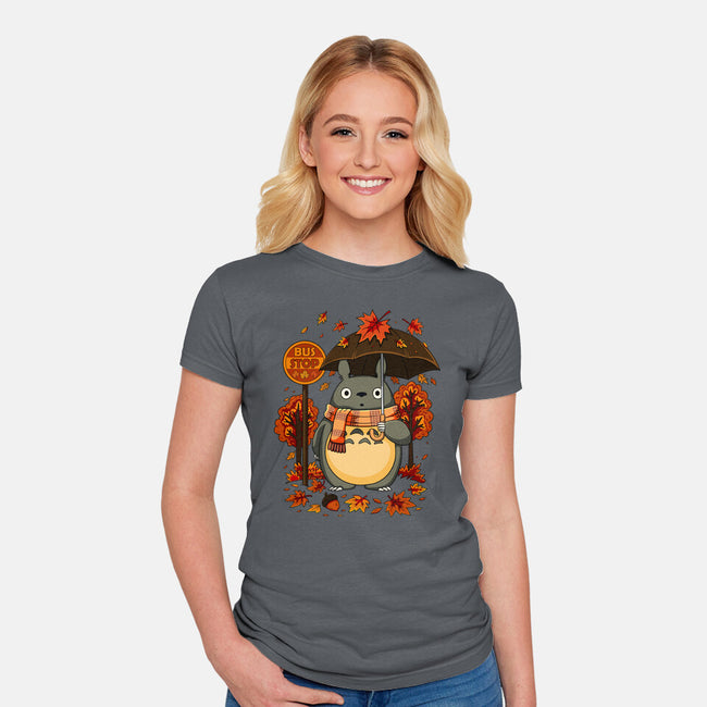 Autumn Bus Stop-Womens-Fitted-Tee-JamesQJO