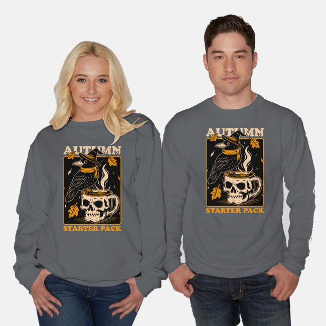 Crow Autumn Coffee-Unisex-Crew Neck-Sweatshirt-Studio Mootant