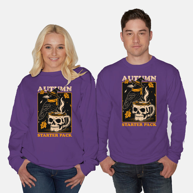 Crow Autumn Coffee-Unisex-Crew Neck-Sweatshirt-Studio Mootant
