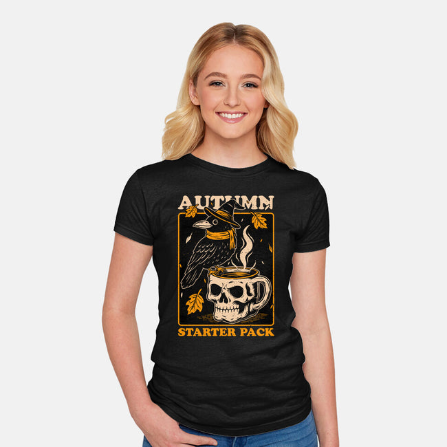 Crow Autumn Coffee-Womens-Fitted-Tee-Studio Mootant