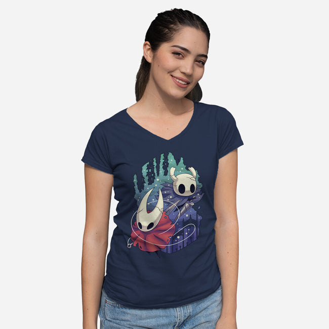 Protector And Knight-Womens-V-Neck-Tee-Geekydog
