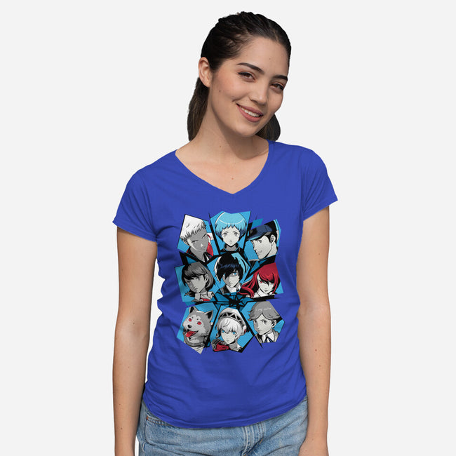 All Out Attacks-Womens-V-Neck-Tee-jmcg
