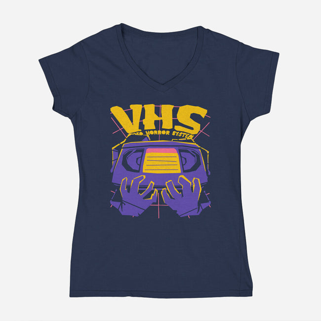 Video Horror System-Womens-V-Neck-Tee-estudiofitas