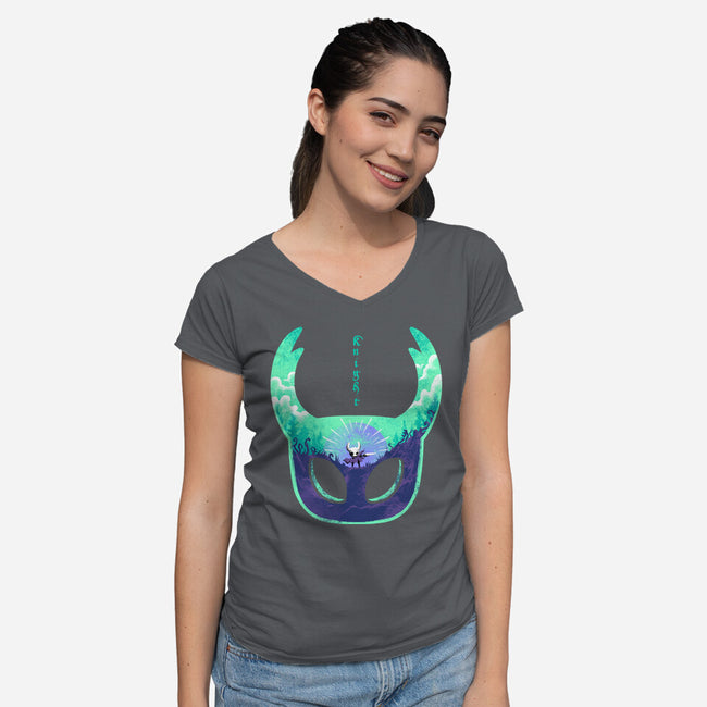 Mask Of Brave-Womens-V-Neck-Tee-spoilerinc