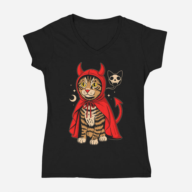 Hell’s Purrince-Womens-V-Neck-Tee-Eoli Studio
