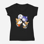 Three Fox Moon-Womens-V-Neck-Tee-8BitHobo