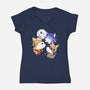 Three Fox Moon-Womens-V-Neck-Tee-8BitHobo