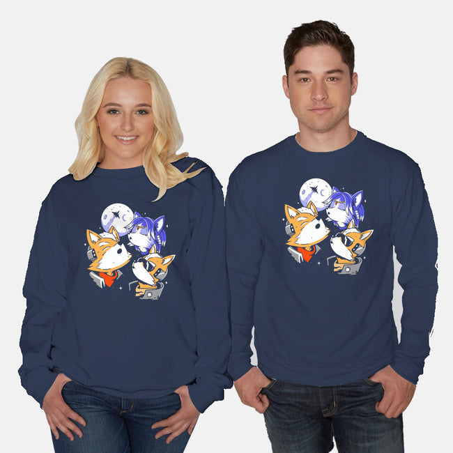 Three Fox Moon-Unisex-Crew Neck-Sweatshirt-8BitHobo