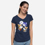 Three Fox Moon-Womens-V-Neck-Tee-8BitHobo