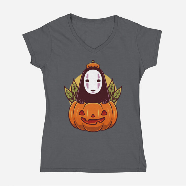Dark Spirit Halloween-Womens-V-Neck-Tee-Alundrart