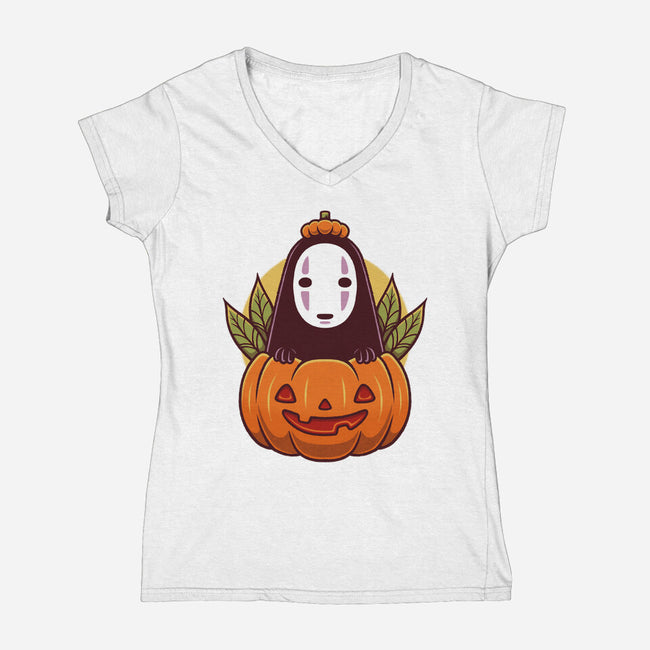 Dark Spirit Halloween-Womens-V-Neck-Tee-Alundrart