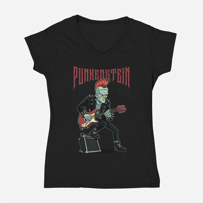 Punkenstein-Womens-V-Neck-Tee-P1yu5h